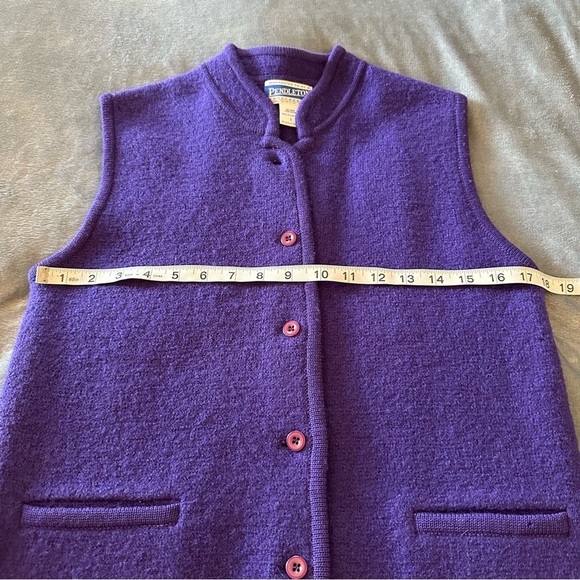 Vintage Pendleton 100% Virgin Wool Purple Knit Vest with Mandarin Collar Size S - Picture 13 of 13